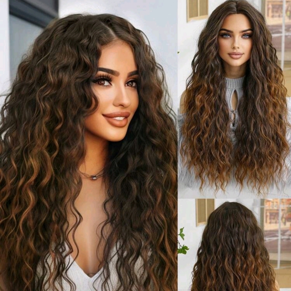 Long Wavy Brown Wig 28 Inch